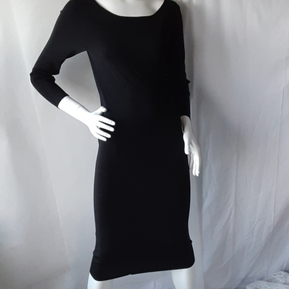 Zara NWT black knit, midi,long sleeve, sz L dress